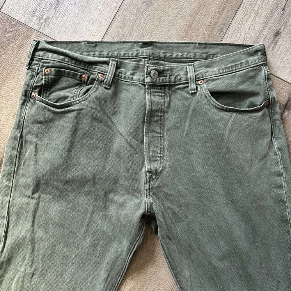 Levis 501 Jeans Mens 38x36 Green Button Fly Denim Pant Faded Original #995